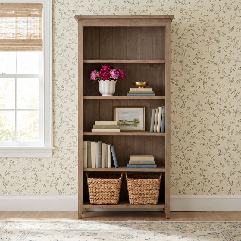 Gainford 77"H x 39"W 5-Tier Solid Wood Bookcase