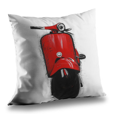 Red Italian Scooter - Poly Twill Throw for Home Decor