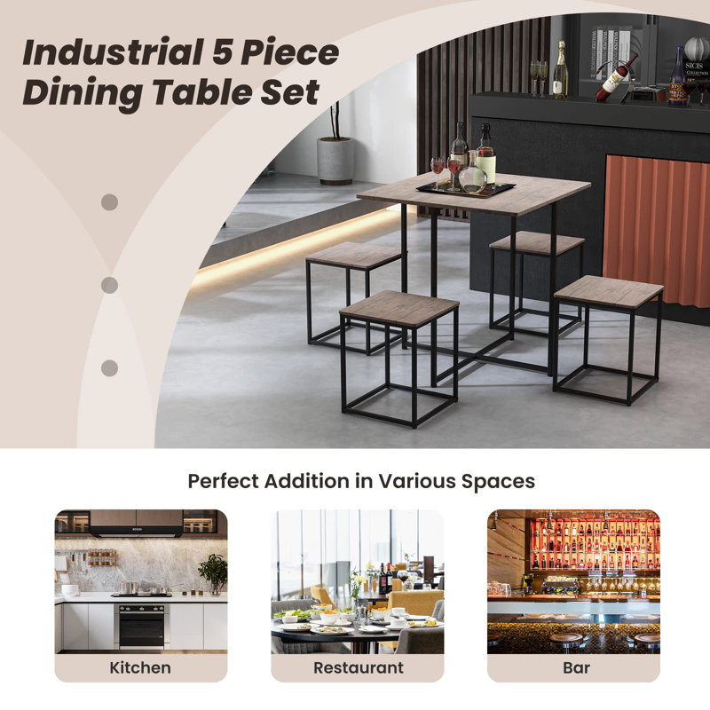 Wyomissing Dining Set, Rustic Brown, Black, Rustic Brown