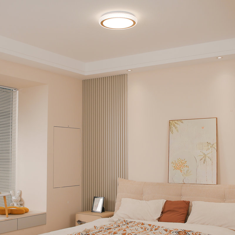 16 Inch Golden LED Crystal Ceiling Light Fixture, 24W Dimmable LED Modern Close to Ceiling Light, 3000K/4000K/5000K Adjustable Round Ceiling Chandelier for Bedroom, Hallway, ETL Listed