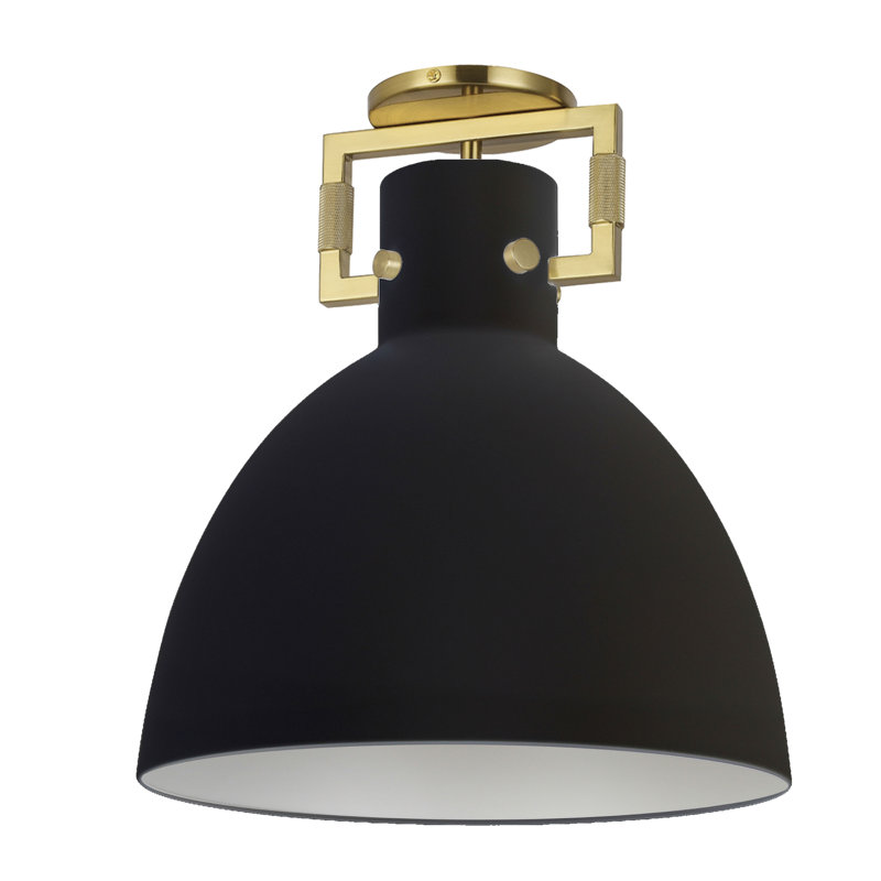 Plafonnier semi-encastré Batuhan, Noir mat / laiton vieilli, Noir