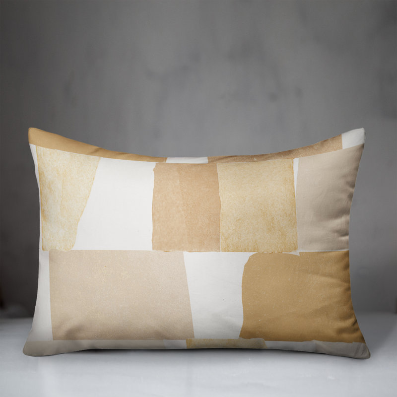 Geometric Outdoor Throw Pillow, Beige