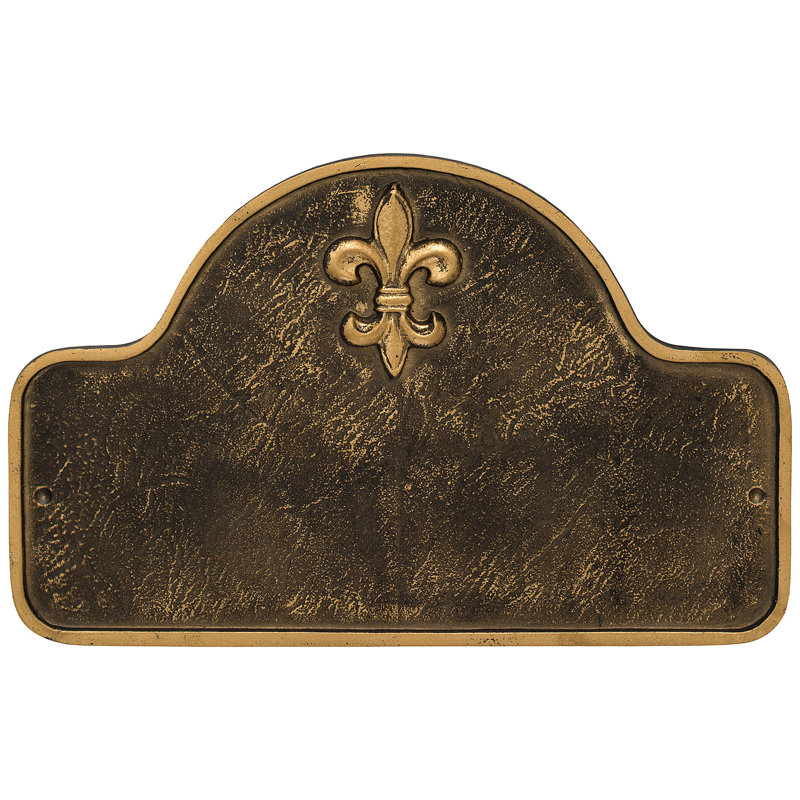 Plaque d'adresse à une ligne Fleur de Lis, Bronze vieilli / Or