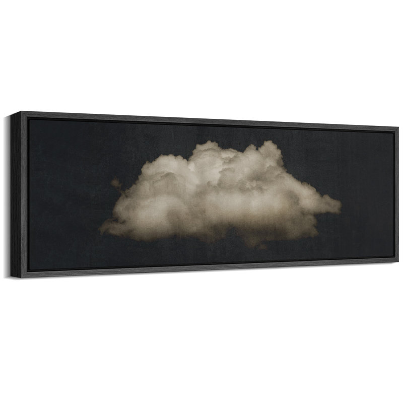 Clouds " Moody Black Modern Minimalist Neutral Artwork " - Extra Large Framed Wall Art Canvas Print, Black, 20" H x 60" W