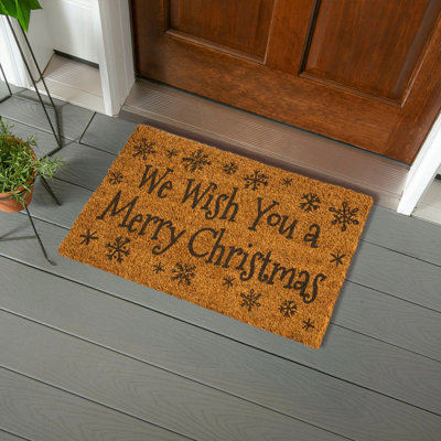 Tapis en fibre de coco Twas The Night Nostalgia, "We Wish You A Merry Christmas", 28 po x 16 po