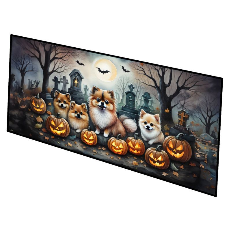Pomeranian Spooky Halloween Runner Mat 28x58