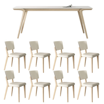 Cream Style Modern Dining Table And Chair Rectangular 78.7'' L x 35.4'' W Dining Set