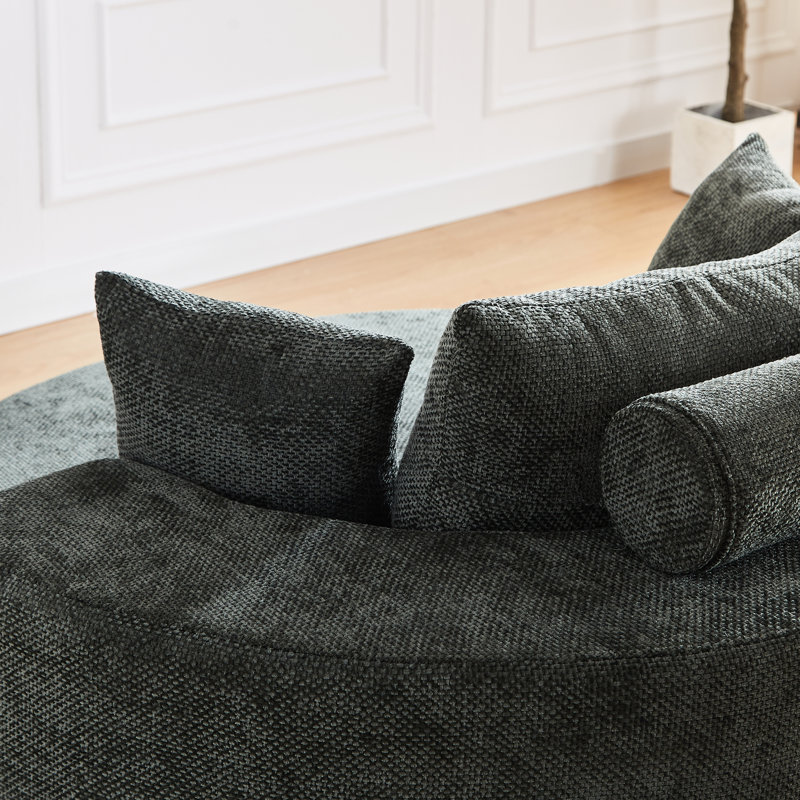 Fauteuil pivotant à 360 degrés Fluffy Chenille, Vert