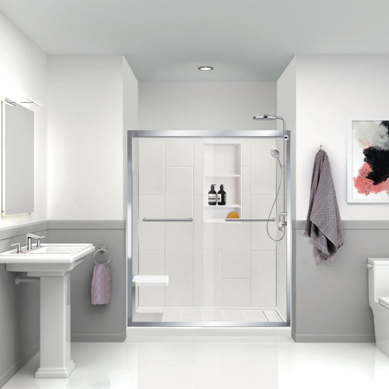 Prodigy 72" High x 60" Wide White Tile Shower Wall Panels