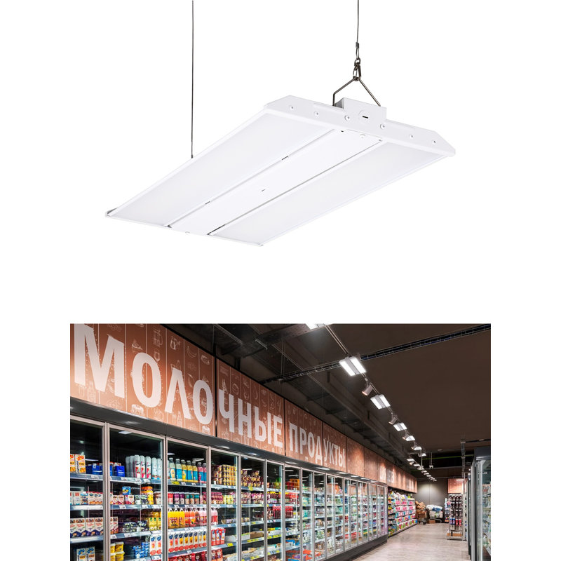 Luminaire linéaire à DEL haute hauteur, lumières d'atelier suspendues commerciales à intensité variable, lumière du jour 5000k