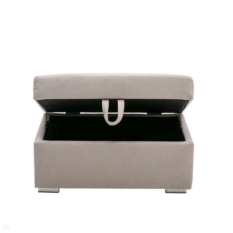 Canapé modulaire double en lin 6 pièces avec pieds interchangeables, repose-pieds et coussins