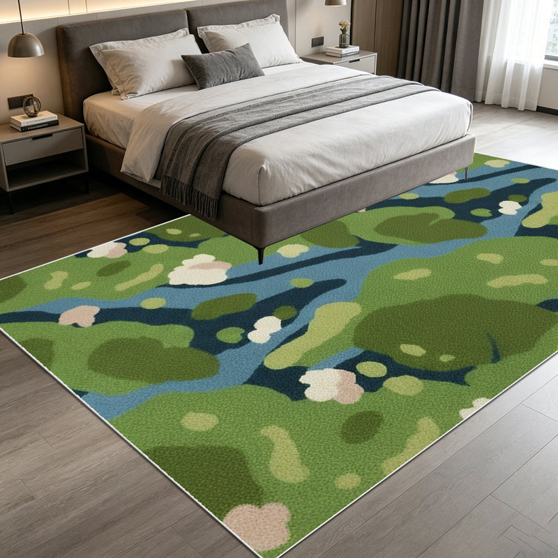 1PC Botanical Water Lily Creek Floral Print area rugs for Living Room, Soft and Comfortable, Suitable for all seasons, easy-to-maintain, machine washable Indoor floor mat, Under Table Farmhouse suitable for living room, dining room, bedroom,