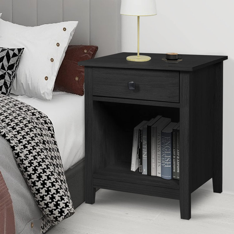  Wood Nightstand Set - Set of 2 Black Nightstands
