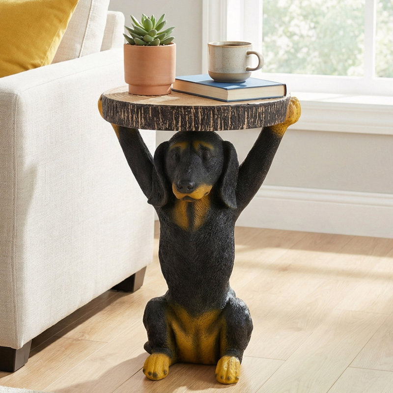 Tabouret de table d'appoint à piédestal 22,17 po H, statue de chien MGO, sculpture peinte à la main pour la maison, le bureau, le salon et l'extérieur