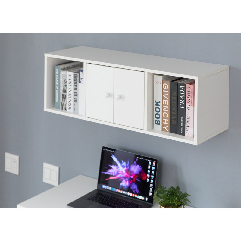 Tan Floating Desk, White