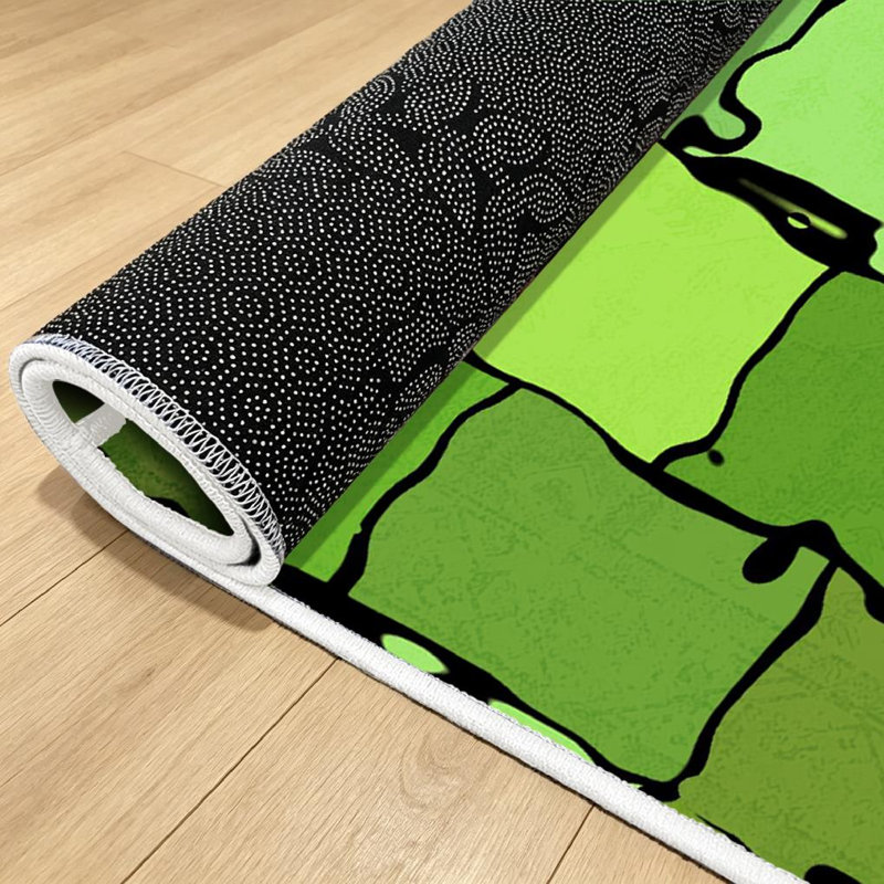 Green Abstract Lime Bar Block Brick Check Cube Fresh Olive Shape Machine Washable Indoor Area Rug, Rectangle 55" x 79"
