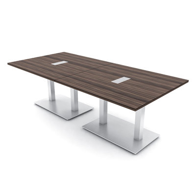 Table de conférence rectangulaire avec base en métal double | Unité électrique