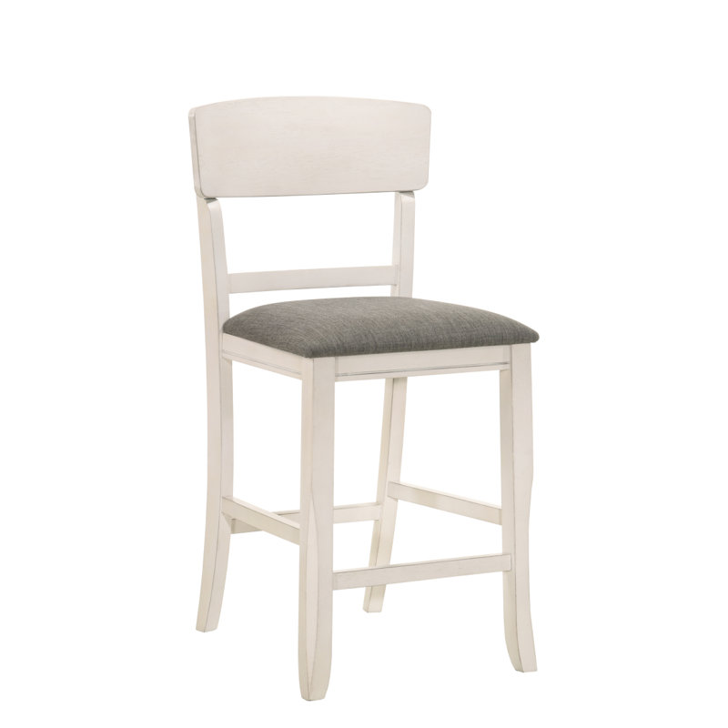 Tabouret de bar rembourré 2 pièces, Gris, Blanc crémeux