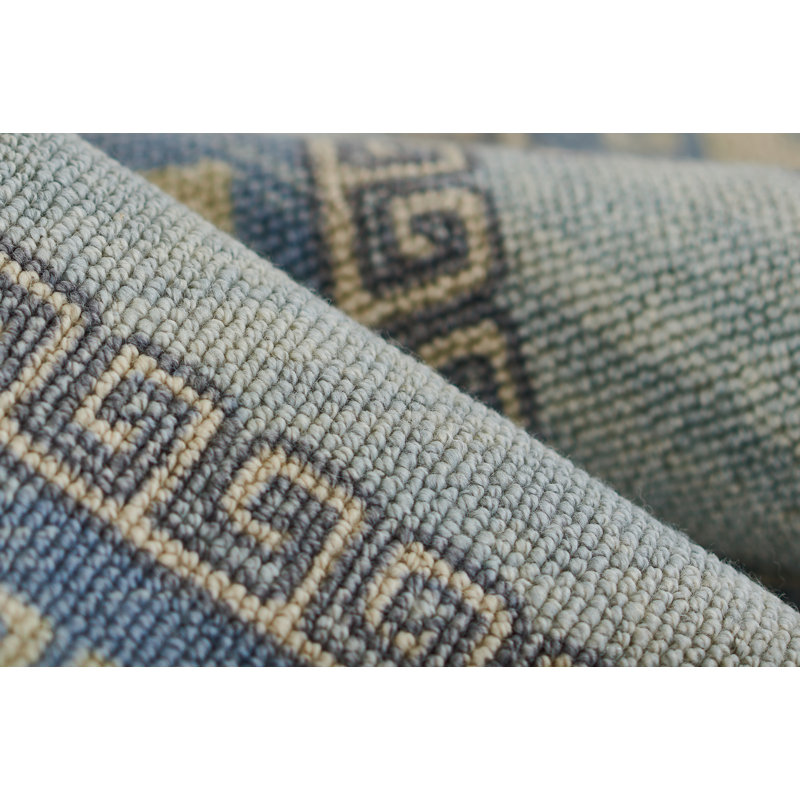 Aldona Blue and Brown Oriental Wool and Synthetic Rug