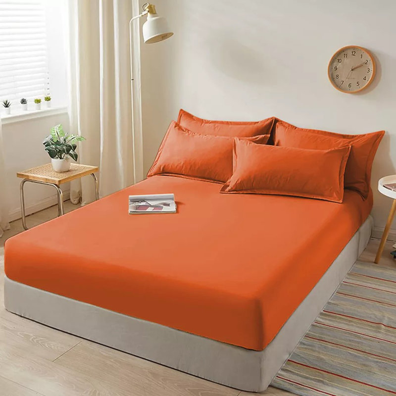 40cm Extra Deep Fitted Sheet - Luxury Microfiber Deep Pocket Bed Sheet Secure Fit, Rust, Double (4'6)
