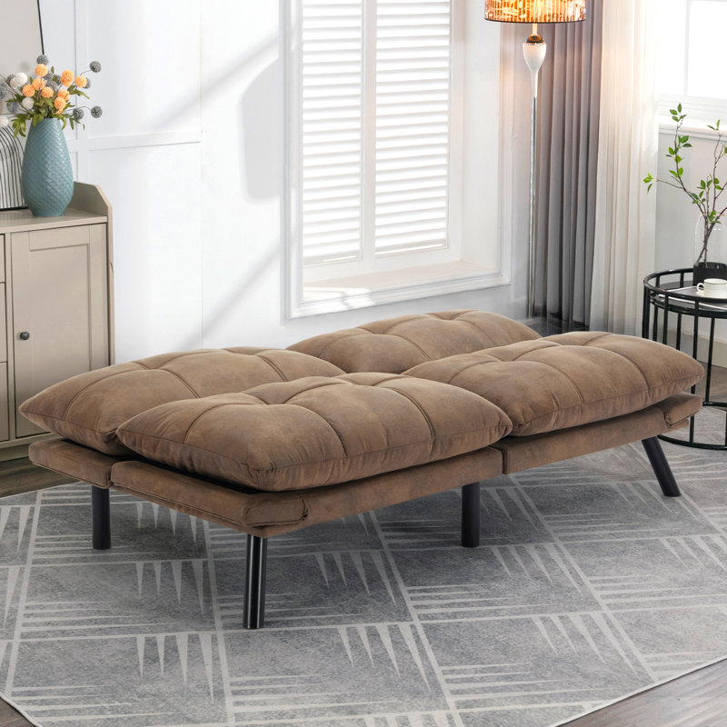 Convertible Folding Modern Sofa Bed, Brown Microfiber, 29.13'' H x 70.87'' W x 38.6'' D