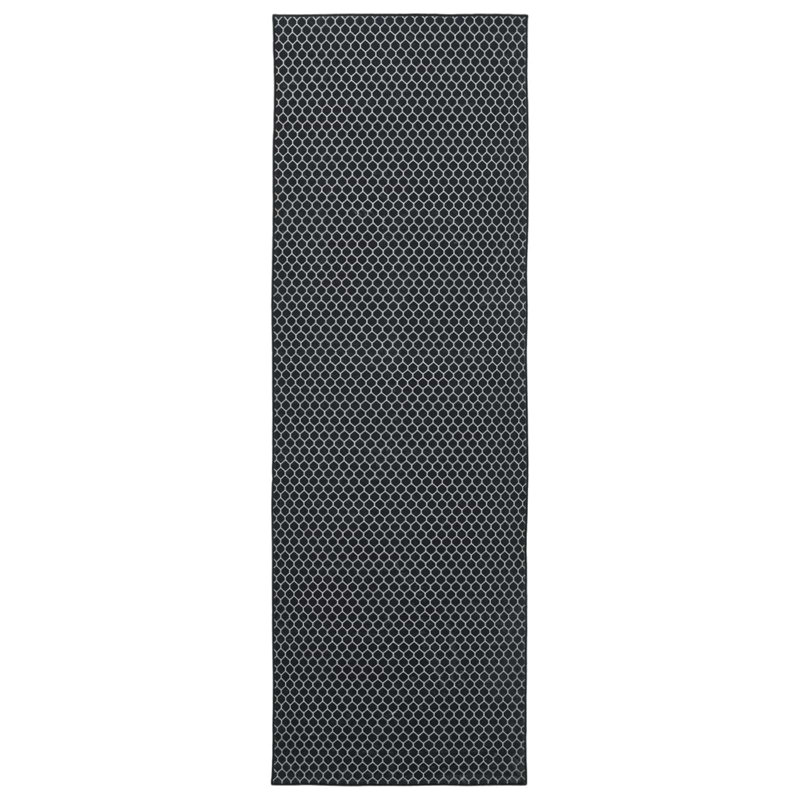Geometric Area Rug, Black Mesh Pattern, Runner 100 x 450 cm