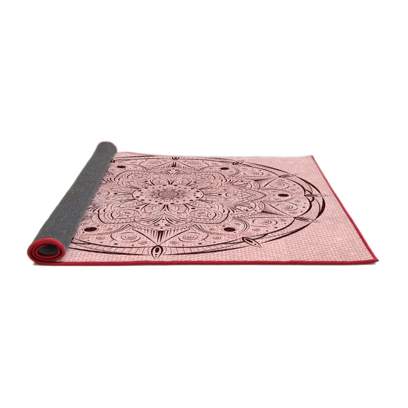 Tapis à motif oriental rose, Rond 4 pi