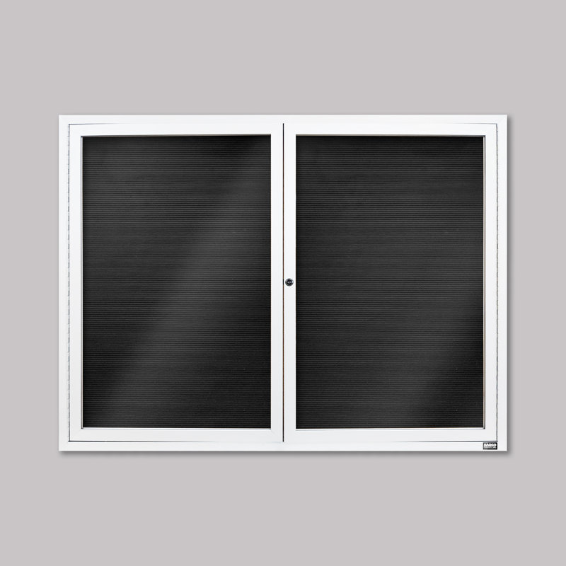 Tableau d'affichage mural fermé pour armoire d'annuaire, Blanc thermolaqué, Deux, H 36 po x l 48 po