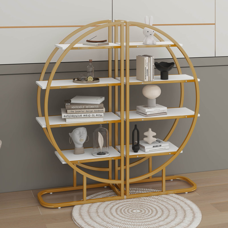 4 Tiers Home Office Open Bookshelf, Round Shape, Different Placement Ways