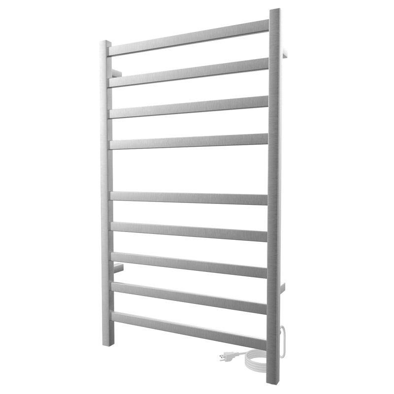 Chauffe-serviettes mural 24 po x 40 po Kontour, H 40 po x l 24 po x P 4 po, Nickel brossé, Électrique à brancher