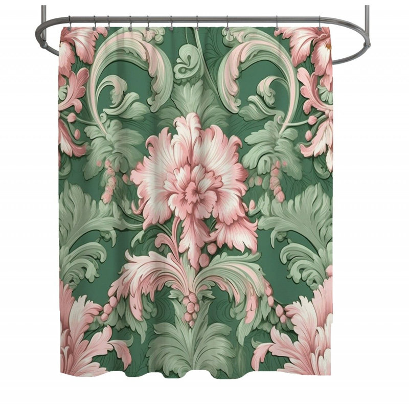 Rideau de douche floral - Décoration de salle de bain, H 73 po x l 70 po