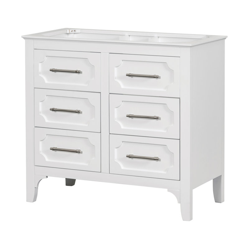 LOONGFIELD 【Sink Not Included, Only Vanity Base Cabinet】36'' Bathroom Vanity Without Sink , Free Standing Single Vanity Set With Four Drawers, Solid Wood Frame Bathroom Storage Cabinet Only