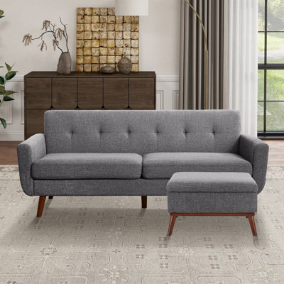 78'' Square Arms Sofa With Ottoman