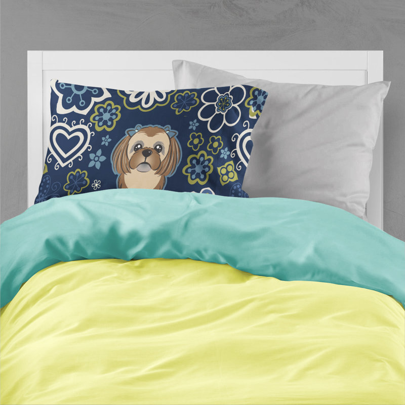 Taie d’oreiller floral, Shih tzu brun chocolat