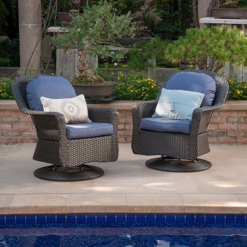 Fauteuil club pivotant, Bleu / brun foncé