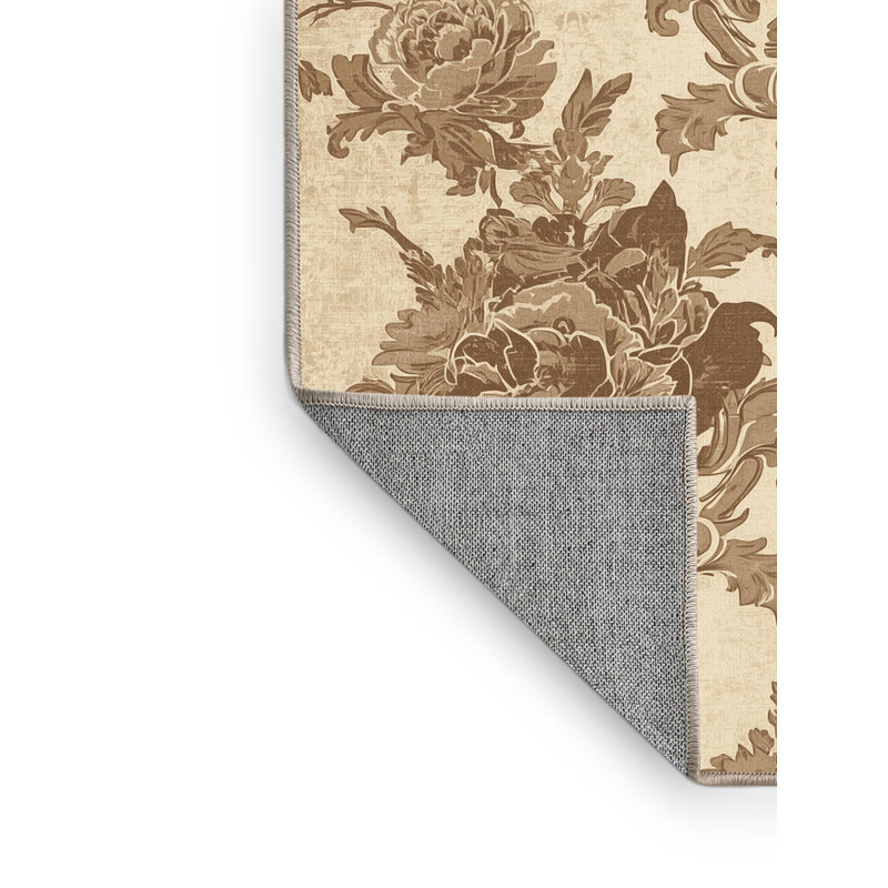 Tapis traditionnel damassé beige lavable à la machine Pantelis, 5 x 7