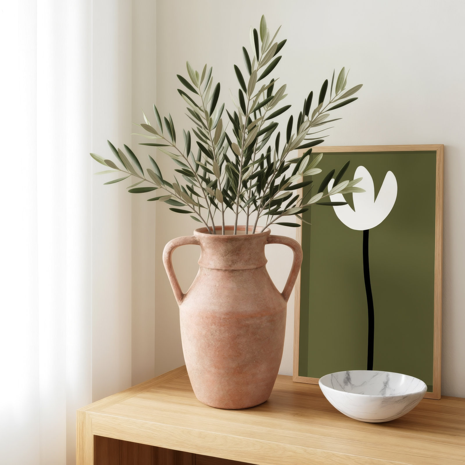 Ceramic Table Vase, 12" H x 9.3" W x 7.2" D