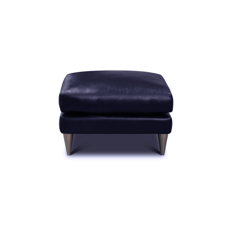 Repose-pieds en cuir véritable Rambiri, Cuir véritable bleu