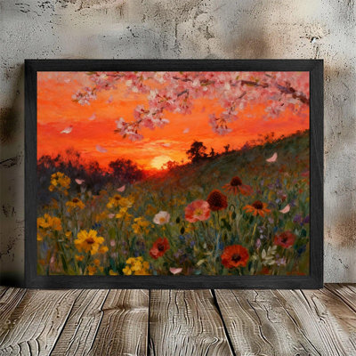 «Black», impression encadrée, impression de paysage de fleurs sauvages