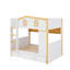 Lit superposé avec garde-corps en forme de maison et lit gigogne, lit superposé en bois avec tablettes de rangement