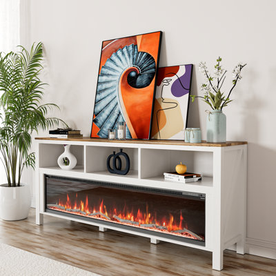 Unfinished TV Stand with Fireplace Included
