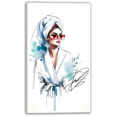 Stylish Morning Vogue Watercolor - reproduction d'art sur toile tendue