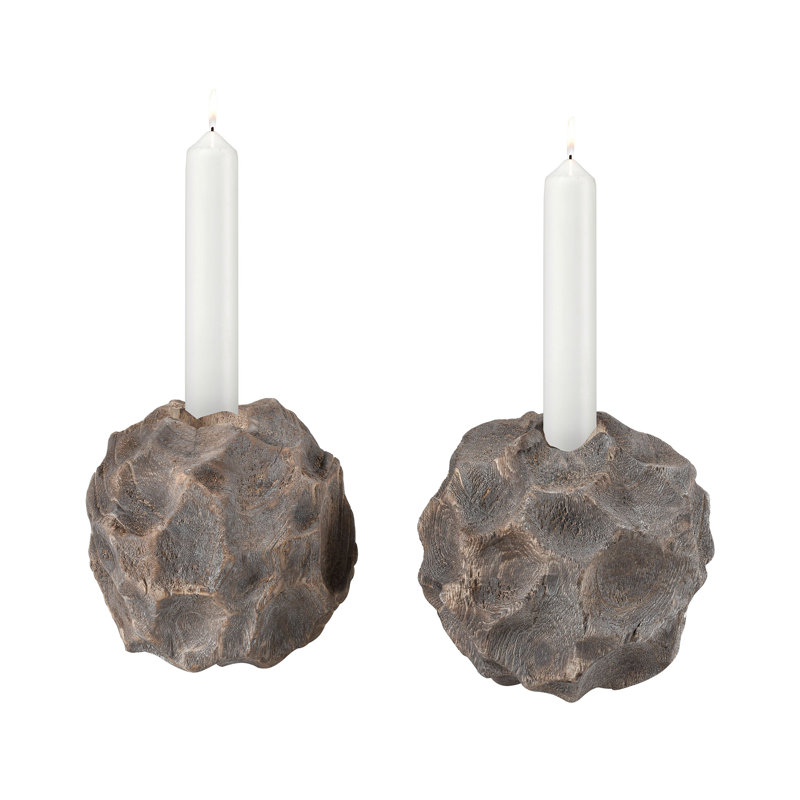Ensemble de 2 bougeoirs Beachcomber - naturel