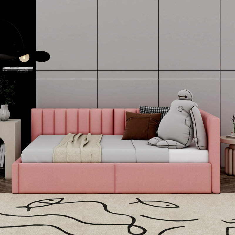 Mauda Upholstered Platform Storage Bed, Pink
