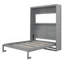 Grand lit escamotable mural avec tablettes, gris