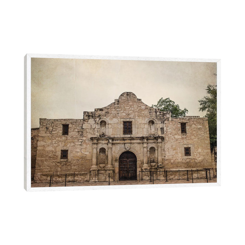The Alamo by Ann Hudec - Print on Canvas, 45.72cm H x 66.04cm W x 3.81cm D, White Framed