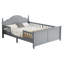 Lit double pour enfants, lit plateforme double en bois avec tête et pied de lit, gris-1233267443-1233267438