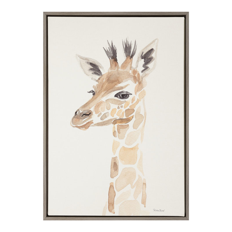 Watercolor Giraffe by Patricia Shaw Framed Canvas Wall Art Print