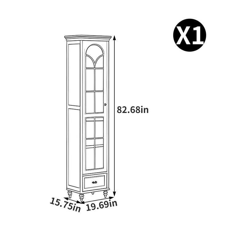 American style bookcase with glass doors