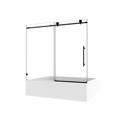 Matte Black Shower Door 6063 - , 70mm 304 Stainless Steel Pulleys, Nano Easy Cleaning, Soft Closing Function Bath Cubicle Tempered Glass